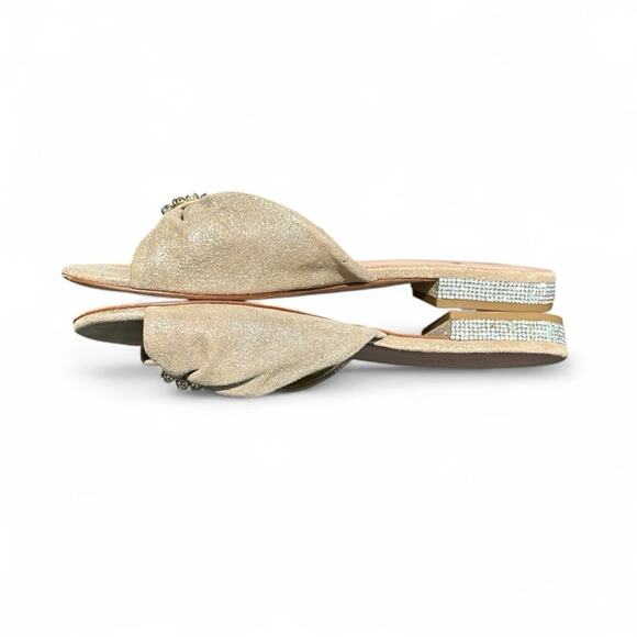 2/$25 Kate Spade Gold Shimmer Sandals Slides Fairycore Embellished Soft Girl 7.5 - Picture 3 of 12